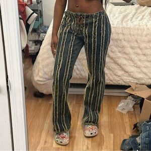 Stylish Blue and Beige Women's Jeans